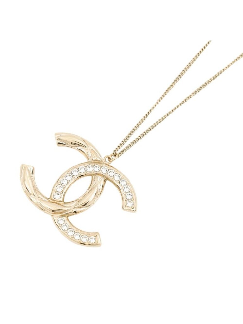 Chanel Necklace CC Logo Metal Rhinestone